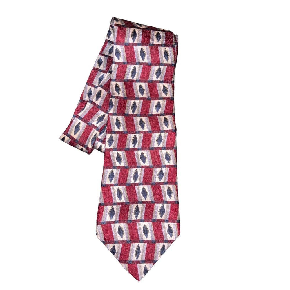 Vintage Pierre Cardin 100% Silk Red Geometric Print